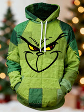Herren lustige klassische Weihnachts-Zeichentrick figur Patchwork-Druck Casual Hoodie
